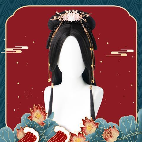 古风整顶假发少女魏晋汉服古装造型中分全头套 商品图6