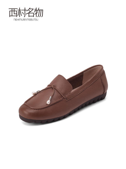 西村名物2022春季新款圆头流苏乐福鞋黑色软底豆豆鞋淑女鞋T22AM17221 商品图2