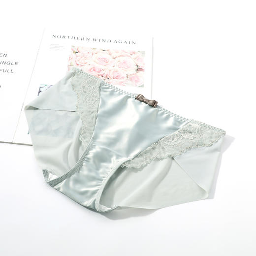 安莉芳新品舒适无痕色丁内裤女棉质底裆蕾丝边低腰三角裤E300419 商品图2