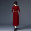 上海旗袍厂WD-W254旗袍裙大码遮肚礼服婚宴婚庆酒红连衣裙 商品缩略图1