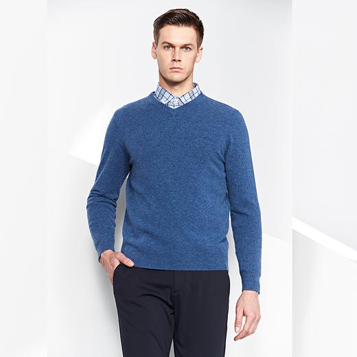 GOOD LUCK/德鲨新款百分百绵羊毛V领亲肤舒适百搭羊毛衫LR13502 商品图10