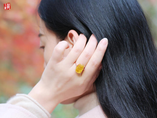 金珀貔貅戒指[ 瑞财 ] ，925银镶 商品图3