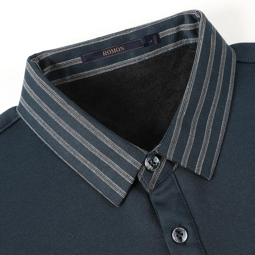 【加绒加厚】罗蒙秋冬男装套装保暖衬衫商务休闲拼色假两件长袖衬衣男 商品图6