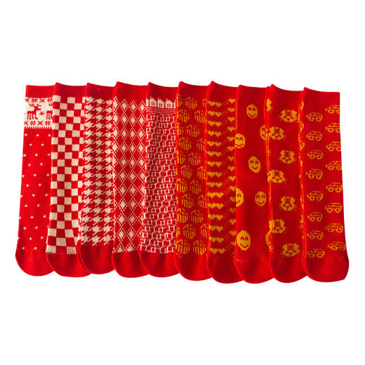 【2双装 新年红袜 祝福满满 加厚保暖】秋冬双针双路加厚儿童袜子男童女童大红袜红色袜子新年宝宝袜棉袜 商品图4