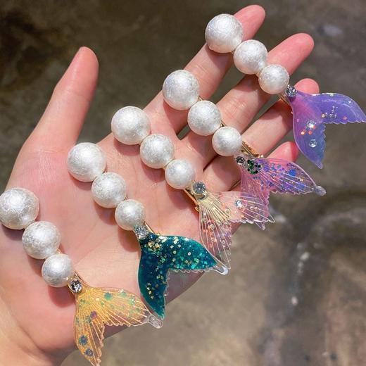 韩国网红珍珠发夹一字夹儿童卡通可爱美人鱼夹子头饰女童发卡发饰 商品图1