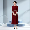 上海旗袍厂WD-W254旗袍裙大码遮肚礼服婚宴婚庆酒红连衣裙 商品缩略图0