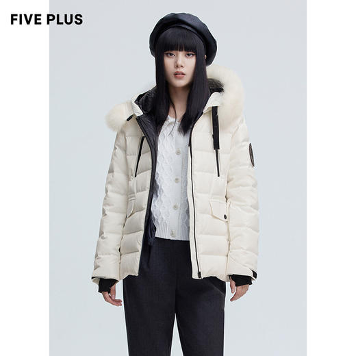 FIVE PLUS2021新款女冬装大白鹅绒滑雪羽绒服女狐狸毛领连帽外套2NN4334290 商品图0