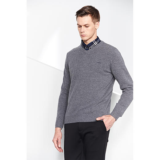 GOOD LUCK/德鲨新款百分百绵羊毛V领亲肤舒适百搭羊毛衫LR13502 商品图2