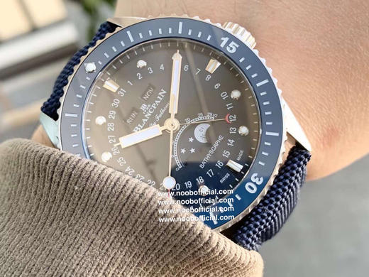 TW新力作 宝珀五十寻系列，5054-1110-B52A。压轴巨献，大三针夜光设计，直径43毫米！搭载6654.P自动机械机芯，具备星期显示，日期显示。月份显示，年份显示，月相显示 商品图11