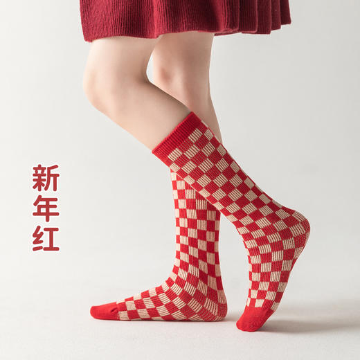 【2双装 新年红袜 祝福满满 加厚保暖】秋冬双针双路加厚儿童袜子男童女童大红袜红色袜子新年宝宝袜棉袜 商品图2