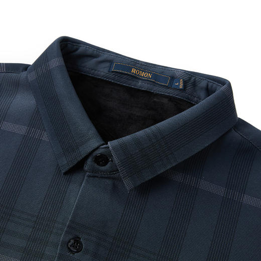 【加绒保暖】罗蒙秋冬男装保暖衬衫男长袖商务休闲格纹衬衣爸爸装衬衫 商品图8