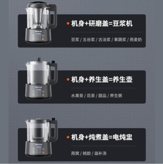 九阳 DJ10P-D980豆浆机破壁免滤料理机多功能隔水炖盅养生壶花果茶家用1L容量迷你豆浆机 商品图4