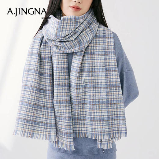 阿菁娜秋冬氛围感英伦复古格纹围巾女韩版时髦百搭披肩保暖围脖F26Q320013 商品图1