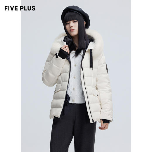 FIVE PLUS2021新款女冬装大白鹅绒滑雪羽绒服女狐狸毛领连帽外套2NN4334290 商品图3