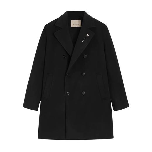 太平鸟男装 羊毛大衣休闲黑色长款羊绒外套B1AAB4410 商品图0