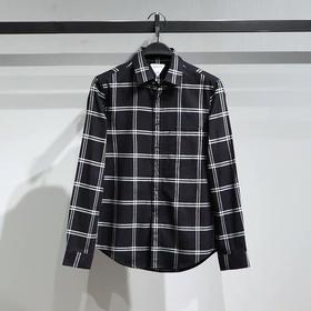 太平鸟男2021冬新款时尚休闲格纹长袖衬衫B1CAB4235