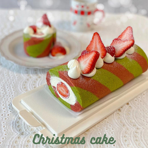 【圣诞节】圣诞节双色蛋糕卷 （尺寸：17cm）（配10人份刀叉盘） 商品图1