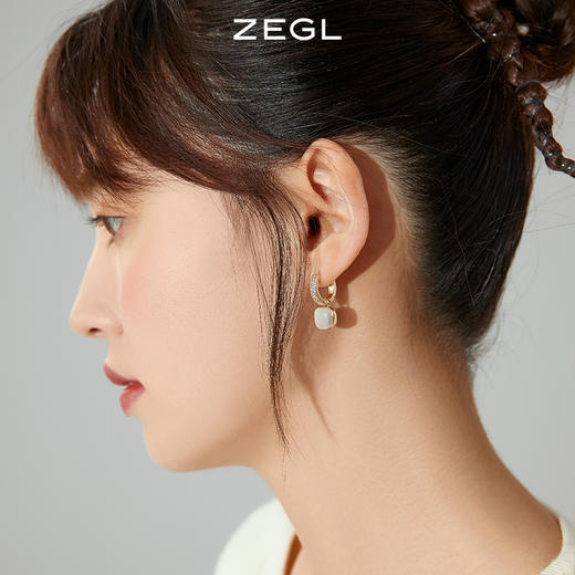 ZEGL猫眼石耳环女小众设计感高级耳扣耳钉ins风韩系复古秋冬耳饰 商品图1