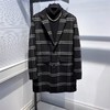 2021冬季双面尼大衣时尚格纹商务长款羊毛外套男士大衣 B1AAB4306 商品缩略图0