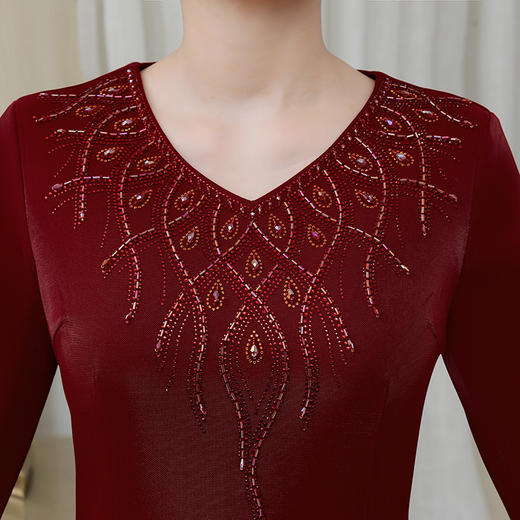 上海旗袍厂NBL-NG60797奥黛旗袍钉珠洋气婚宴礼服遮肚子改良祺袍春秋装新款 商品图1