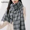 阿菁娜秋冬氛围感英伦复古格纹围巾女韩版时髦百搭披肩保暖围脖F26Q320013 商品缩略图3