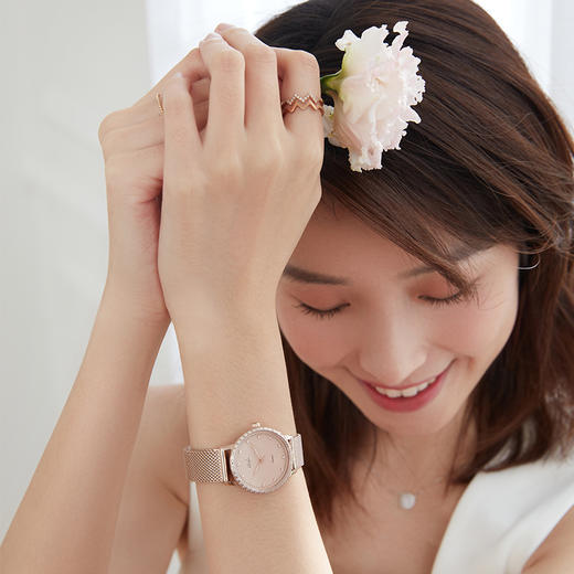 依波(EBOHR)时尚简约女士腕表樱粉金女士石英手表5138 商品图4