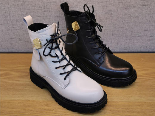 2021豪行秋季新款正品真皮马丁靴百搭英伦侧拉链女单靴213X62889 商品图5