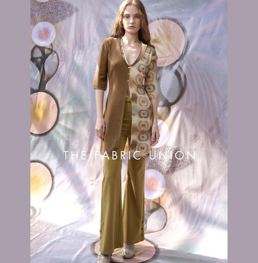 THE FABRIC UNION印花拼接羊毛外套休闲微喇叭裤 商品图2