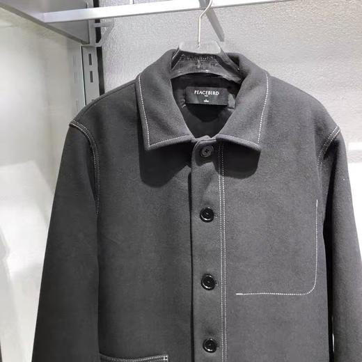 B2AAB4369太平鸟男装2021冬季新款时尚休闲商务宽松双面毛呢大衣 商品图1