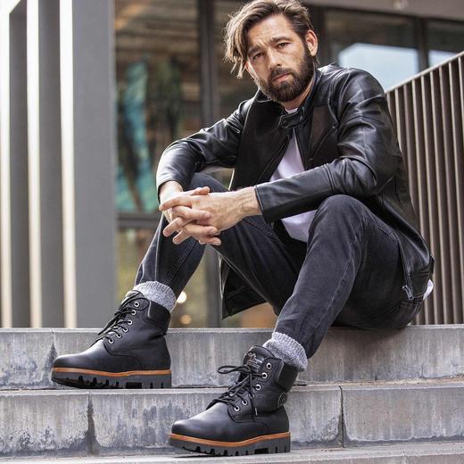 限时特价——西班牙原产羊毛款皮毛一体时尚超舒适男士皮靴MLC1黑色(超轻款 · 高品质纯天然羊毛内衬) 商品图7