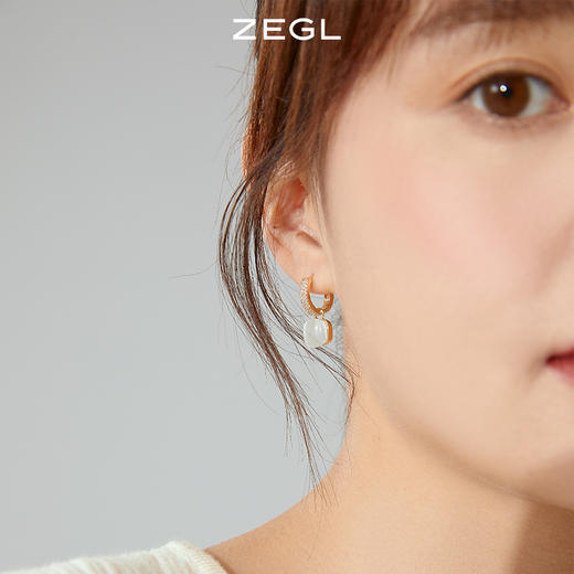 ZEGL猫眼石耳环女小众设计感高级耳扣耳钉ins风韩系复古秋冬耳饰 商品图2