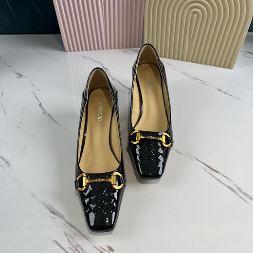 IUIU SECOND 春夏编织元素方头漆皮小跟单鞋 商品图6