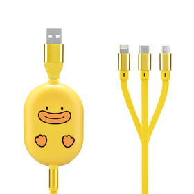 艾克家族糖果抽拉数据线IF-SJX-02一拖三适用于苹果type-c安卓三合一伸缩便携充电线