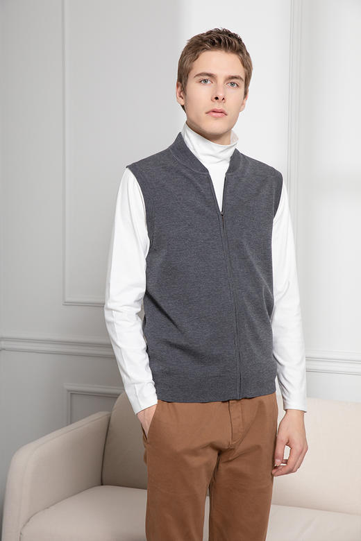 callisto两色可选超细双面羊毛开衫马甲  FQVST012C 商品图1