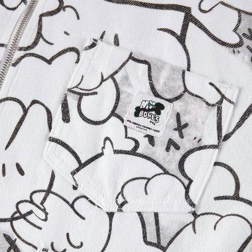 太平鸟男装白色牛仔夹克印花翻领茄克外套B2BJB4264 商品图3