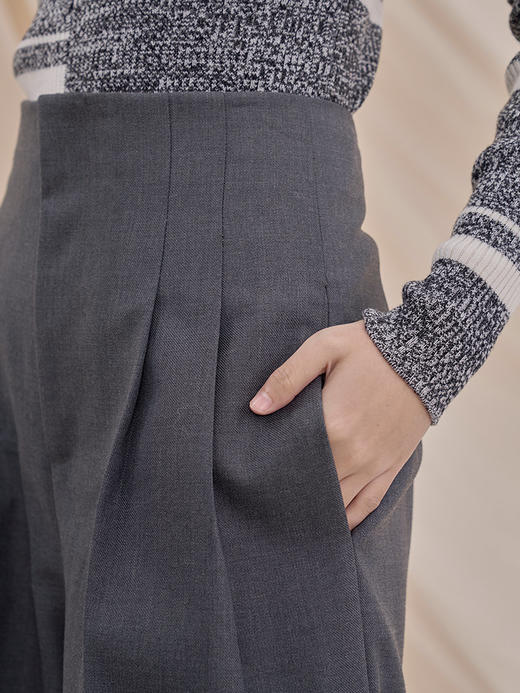 【99元/2件任选|不退换】/P691夕又米黑标 日本羊毛混纺高腰阔腿裤 商品图3