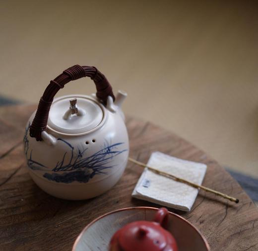 梵山堂苏打釉手绘青花壶煮茶壶方电陶炉功夫茶具烧水壶可养开片陶壶 商品图3