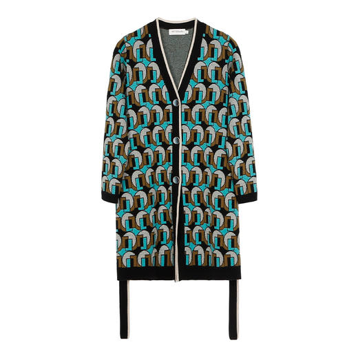 METTE羊绒世家秋冬女士羊绒开衫宽松长袖系带外套时尚民族慵懒风 商品图6