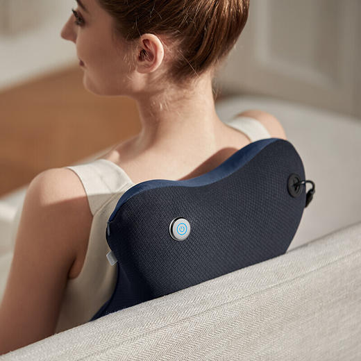 飞利浦PHILIPS肩颈部颈椎按摩仪器腰椎腰背部按摩枕靠垫抱枕揉捏热敷护腰-PPM3101B（灰蓝颜色随机发） 商品图1