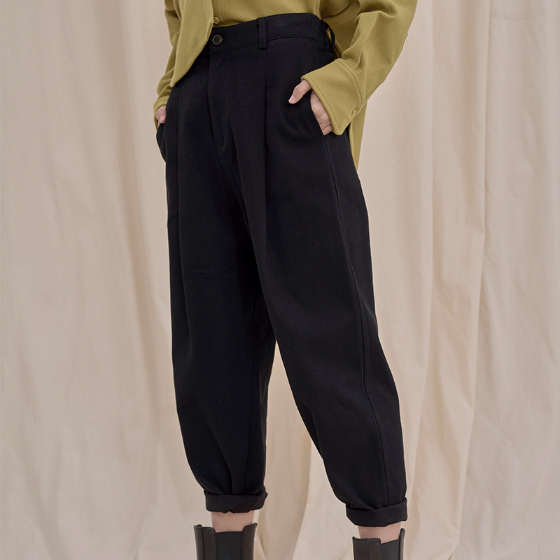 【99元/2件任选|不退换】BP629夕又米 100%全棉茧型高腰复古休闲裤