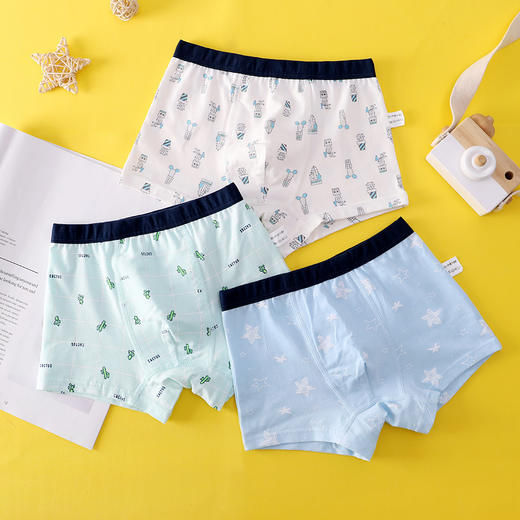 【3条装 A类纯棉呵护宝宝健康成长】儿童内裤男童平角裤全棉四角裤纯棉12中大童15岁青少年恐龙夏薄款 商品图5