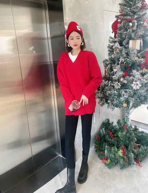 L21774#加厚V领毛衣 商品图0