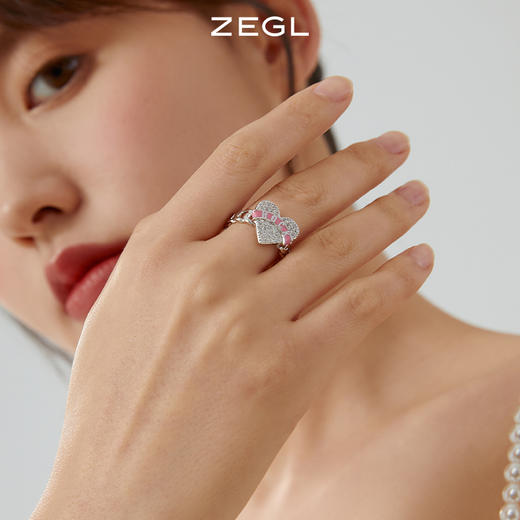 ZEGL设计师爱心戒指女小众设计时尚个性指环ins风装饰食指开口戒 商品图3