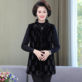 FW 9233貂绒马甲加肥加大码中长款背心马夹外套