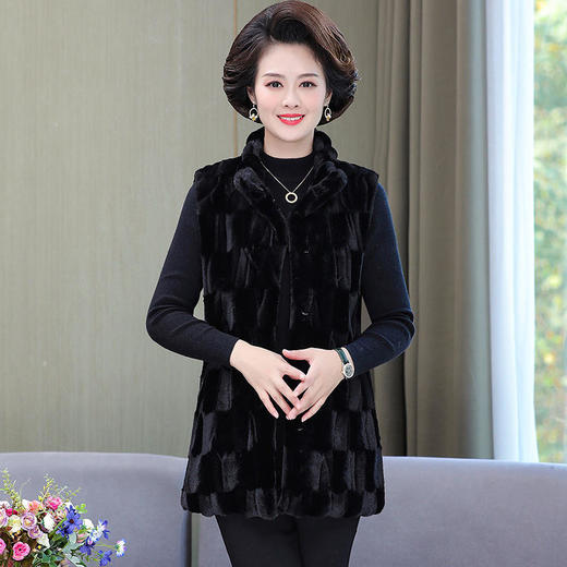 FW 9233貂绒马甲加肥加大码中长款背心马夹外套 商品图0