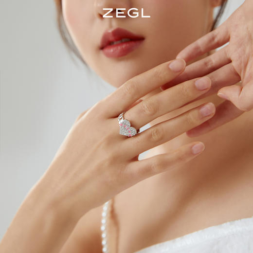 ZEGL设计师爱心戒指女小众设计时尚个性指环ins风装饰食指开口戒 商品图4