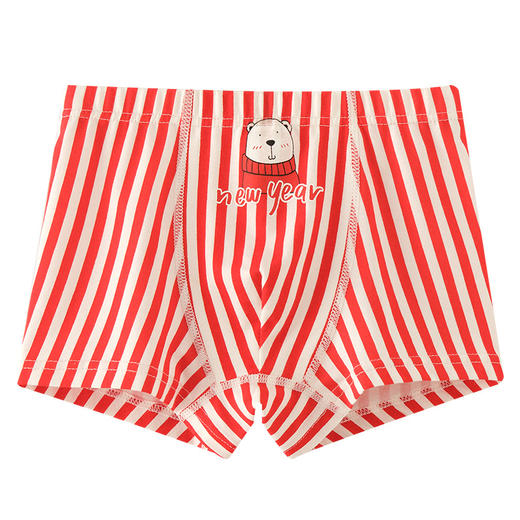 【3条装 虎虎生威 虎年大吉】派森熊男女童内裤纯棉本命年虎中大童孩子四角裤大红色学生平角裤 商品图4