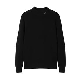 太平鸟男装 纯色毛衫休闲半高领黑色毛衣男B1EBB4326