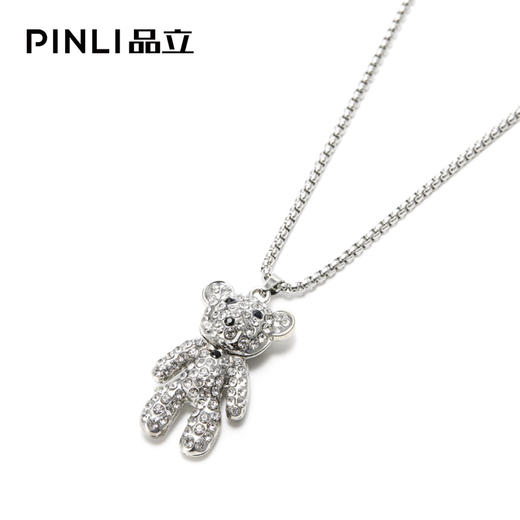 PINLI品立2021秋季男士配饰潮流小熊吊坠项链饰品首饰D213628403 商品图2