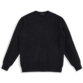 太平鸟男装秋冬黑色圆领毛套衫休闲毛衣潮B2EBB4385